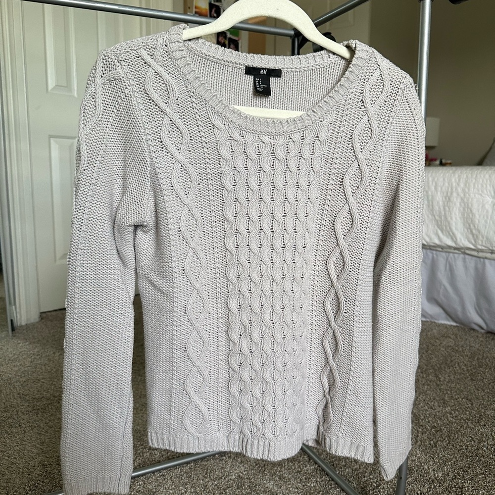 H&M Women's Oatmeal Cable Knit Sweater